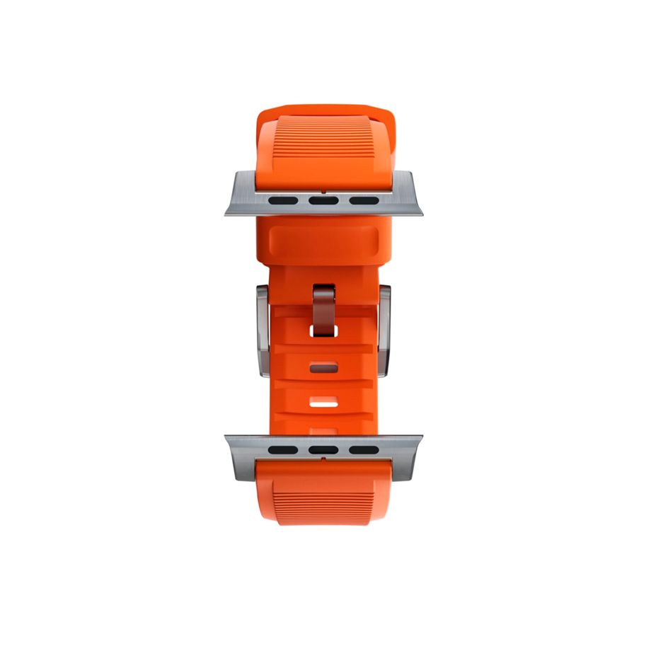 Nomad Rugged Strap Ultra Orange Connector Silver 42/44/45/49mm