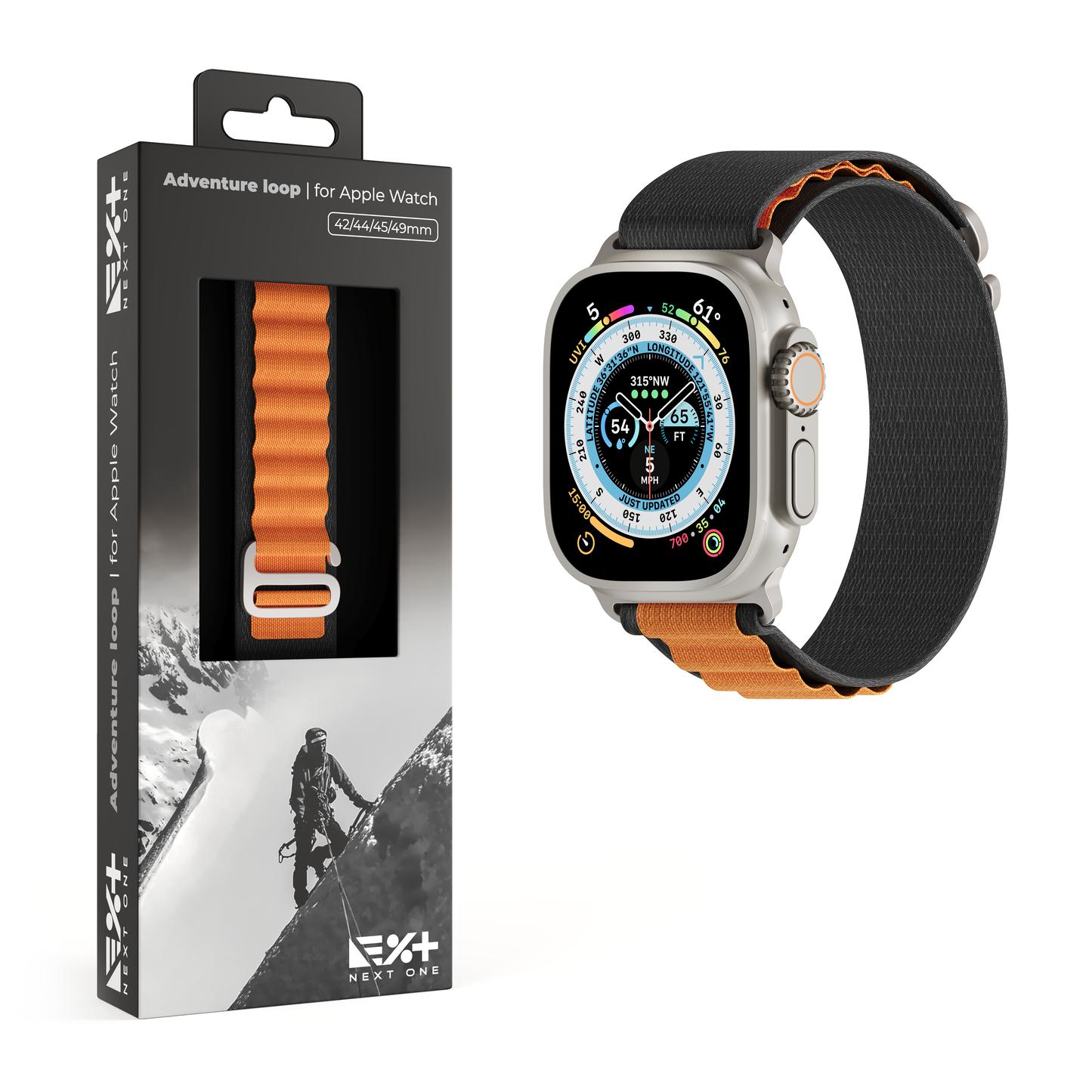 NEXT.ONE Adventure Loop für Apple Watch 42/44/45/49mm | Black-Orange