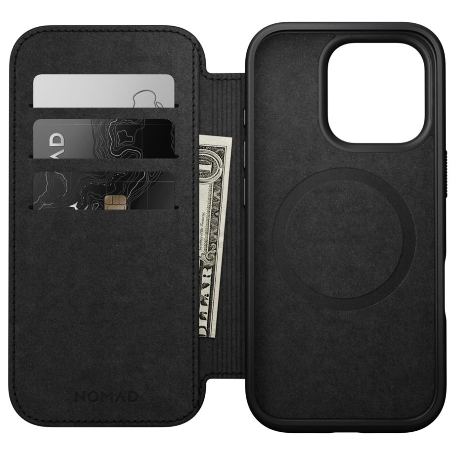 Nomad Modern Leather Folio iPhone 16 Pro Black