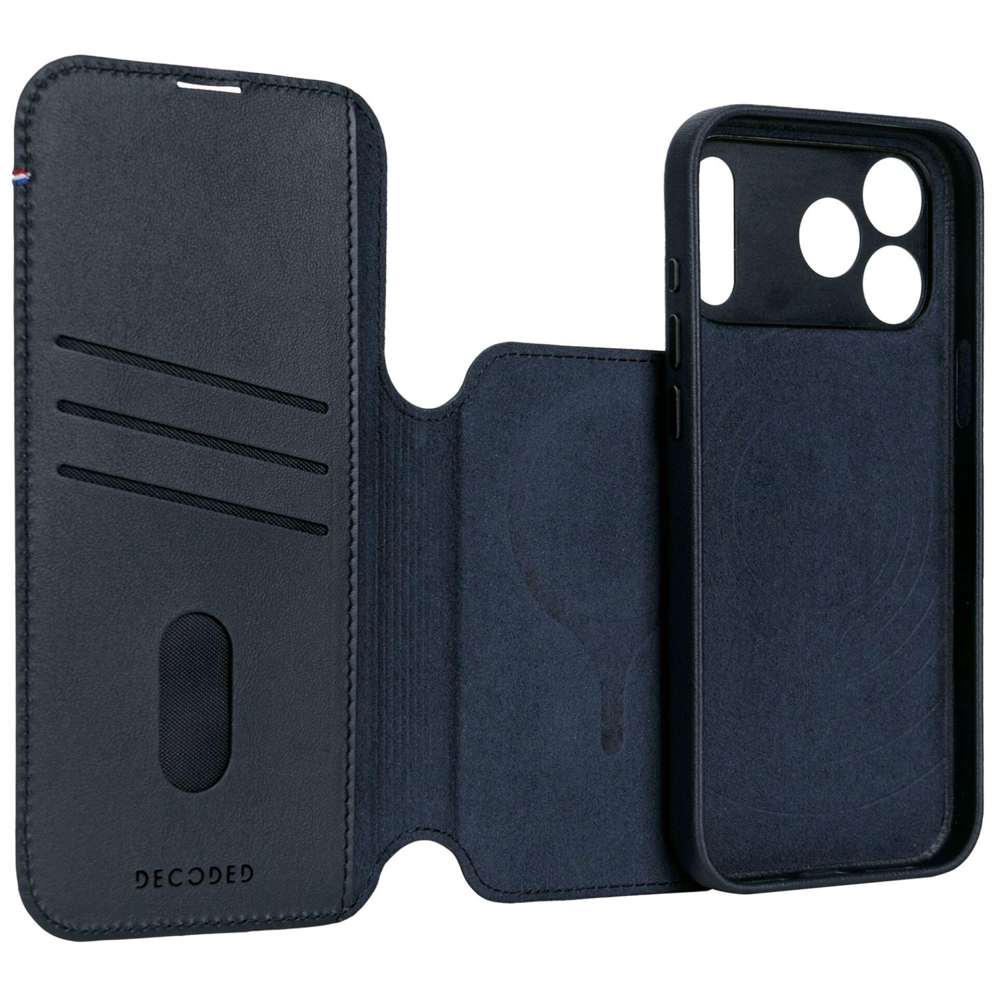 Decoded Leather Detachable Wallet iPhone 17 Pro Navy Shadow