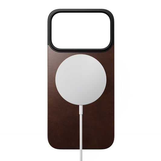 Nomad Magnetic Leather Back MagSafe iPhone 17 Pro Rustic Brown Horween