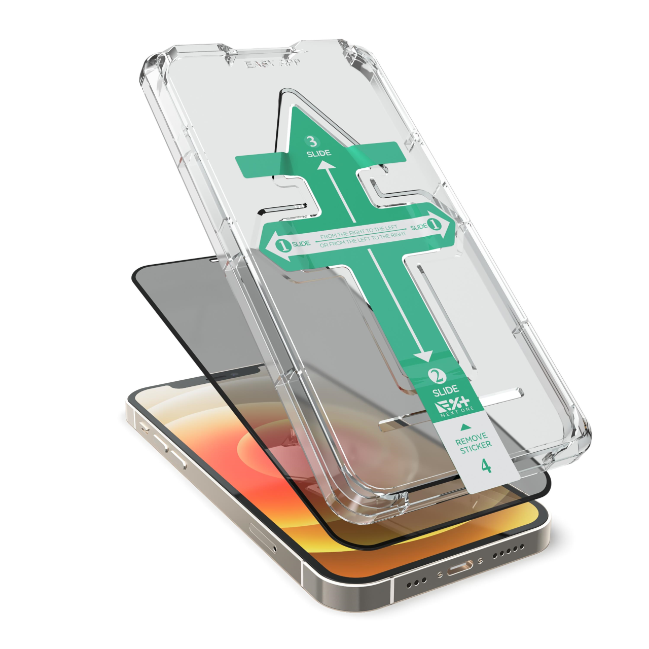 NEXT.ONE iPhone Privacy Schutzglas mit Anbringhilfe - iPhone 12 / iPhone 12 Pro