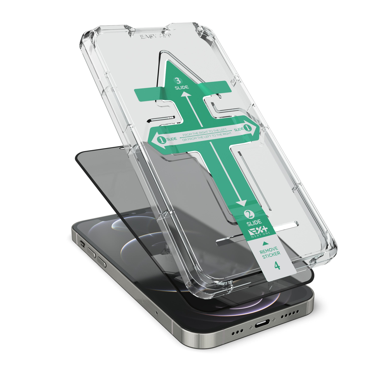 NEXT.ONE iPhone Privacy Schutzglas mit Anbringhilfe - iPhone 12 Pro Max