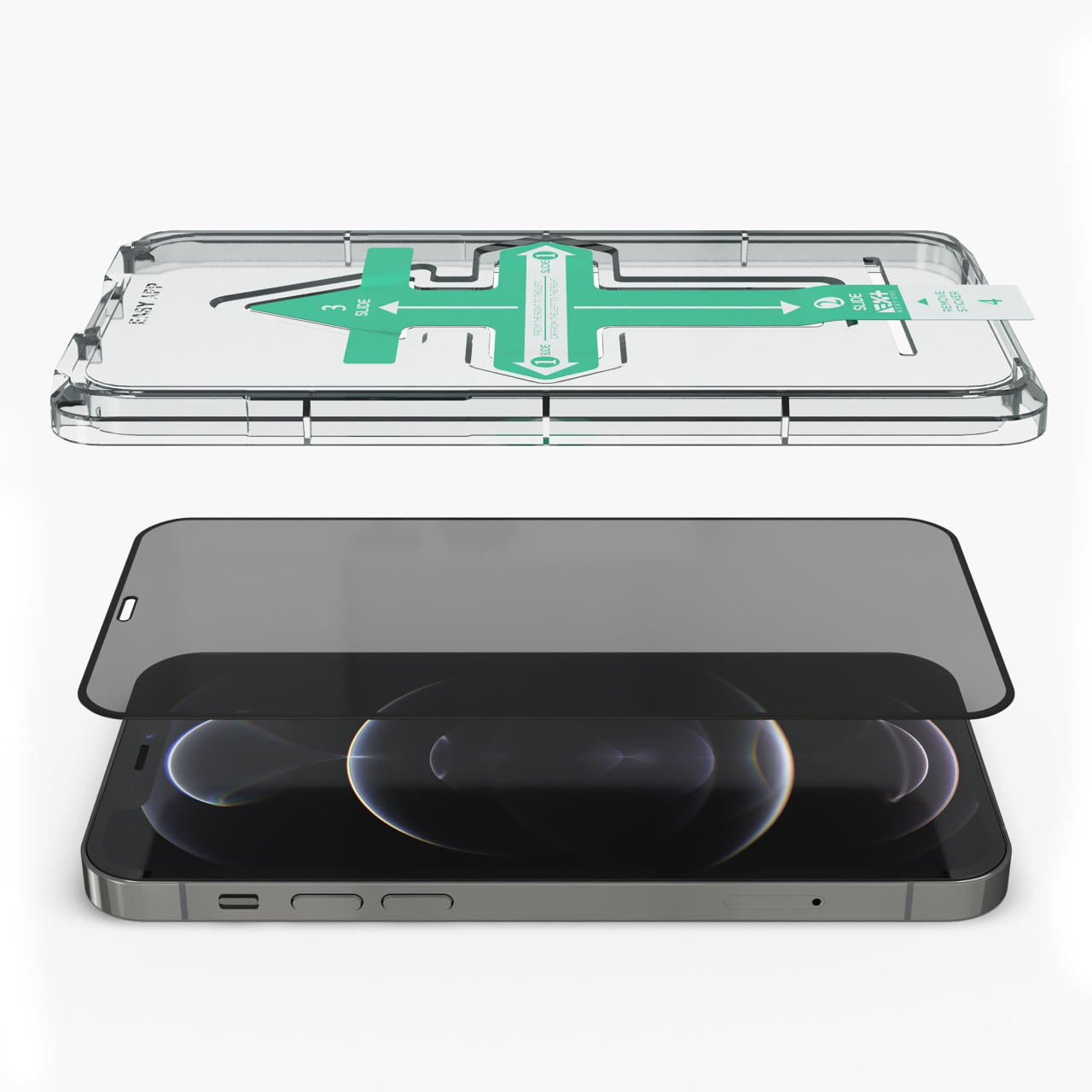 NEXT.ONE iPhone Privacy Schutzglas mit Anbringhilfe - iPhone 12 Pro Max