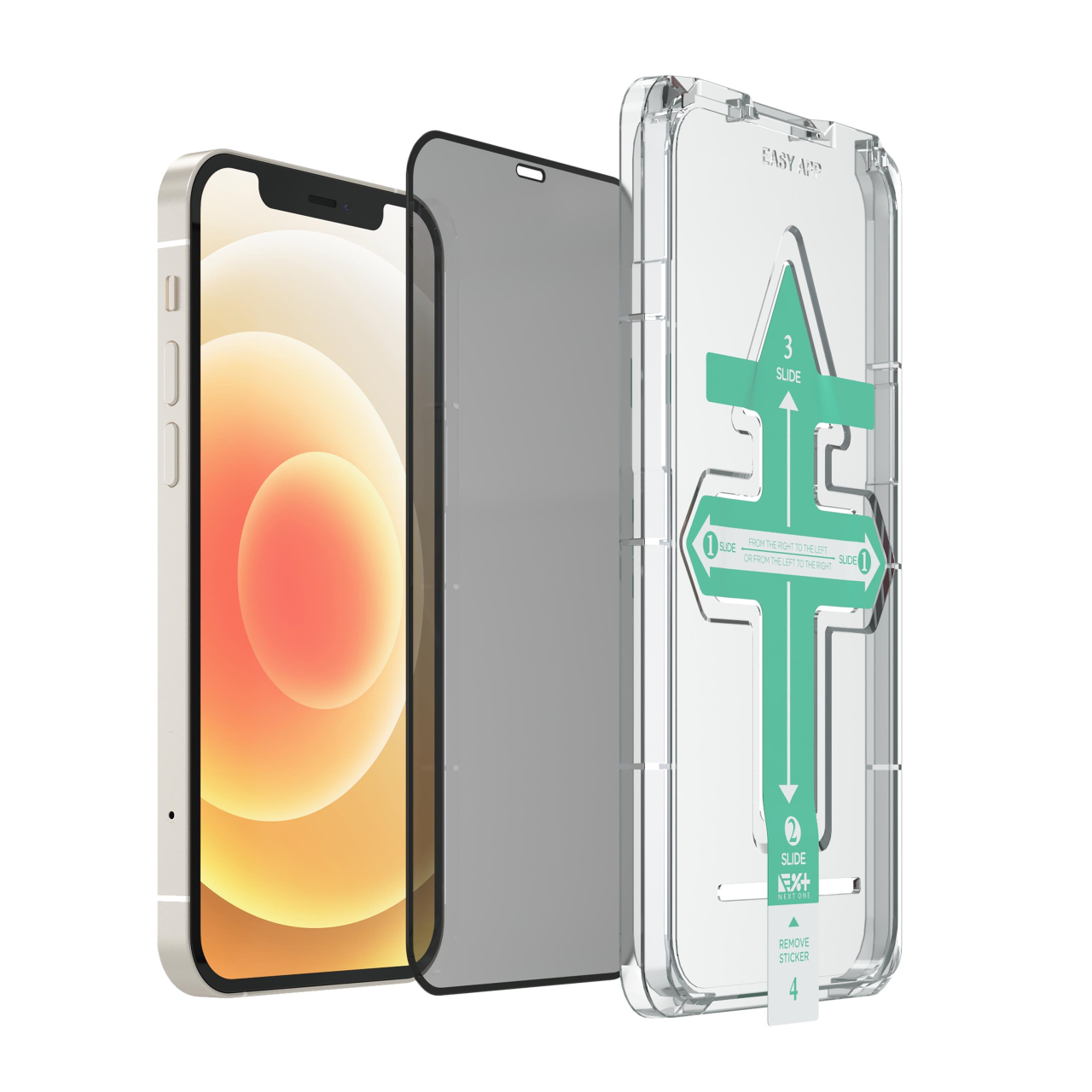 NEXT.ONE iPhone Privacy Schutzglas mit Anbringhilfe - iPhone 12 / iPhone 12 Pro