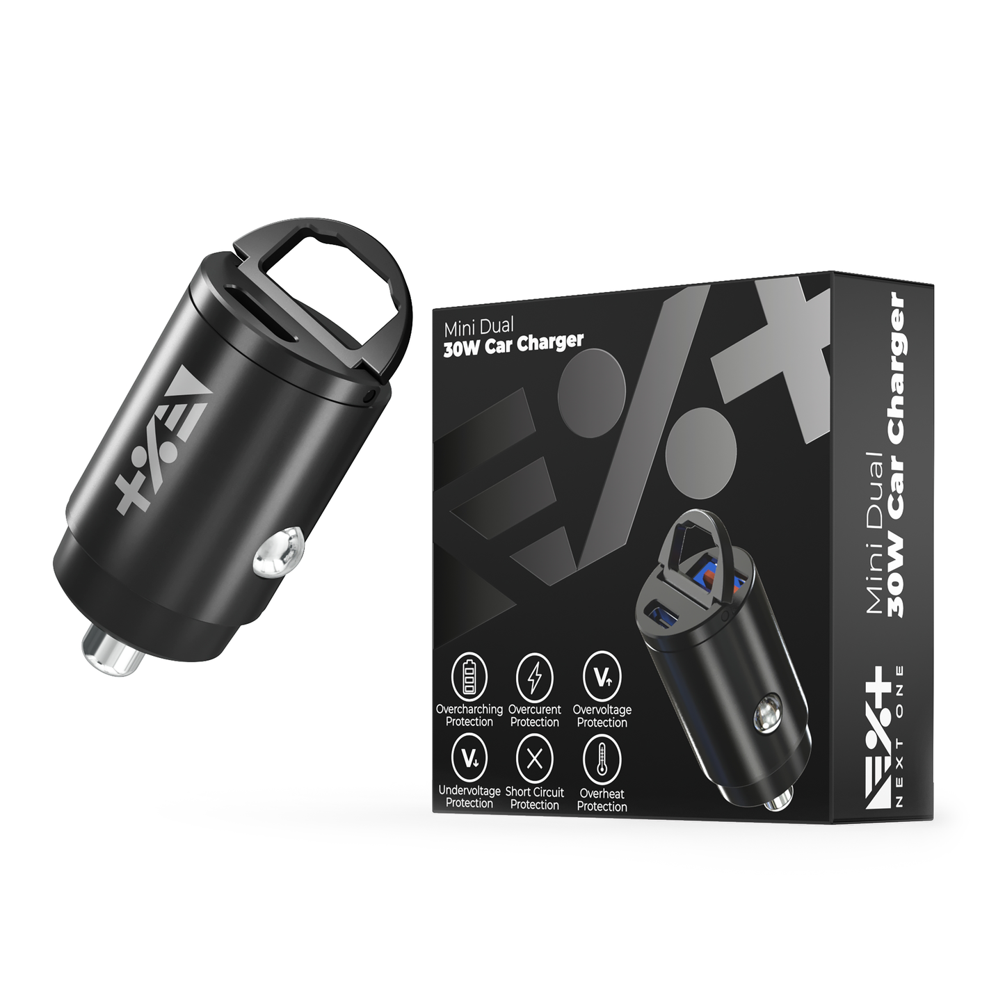 NEXT.ONE Mini Auto Dual Autoladegerät mit 30 Watt (USB-A & USB-C)