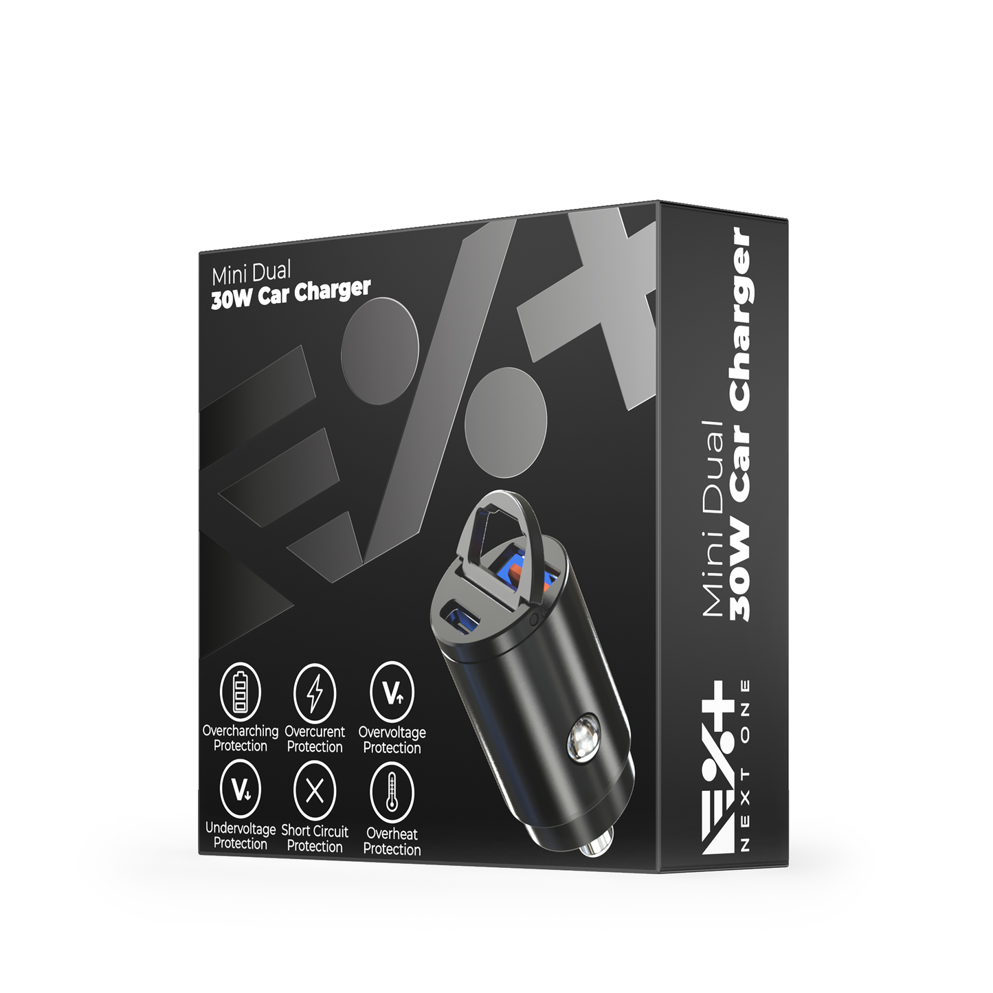 NEXT.ONE Mini Auto Dual Autoladegerät mit 30 Watt (USB-A & USB-C)