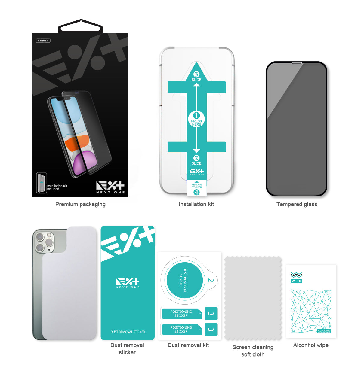 NEXT.ONE iPhone Schutzglas mit Anbringhilfe - iPhone 11