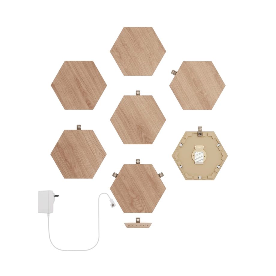 Nanoleaf Elements Wood Look Hexagons Starter Kit - 7PK