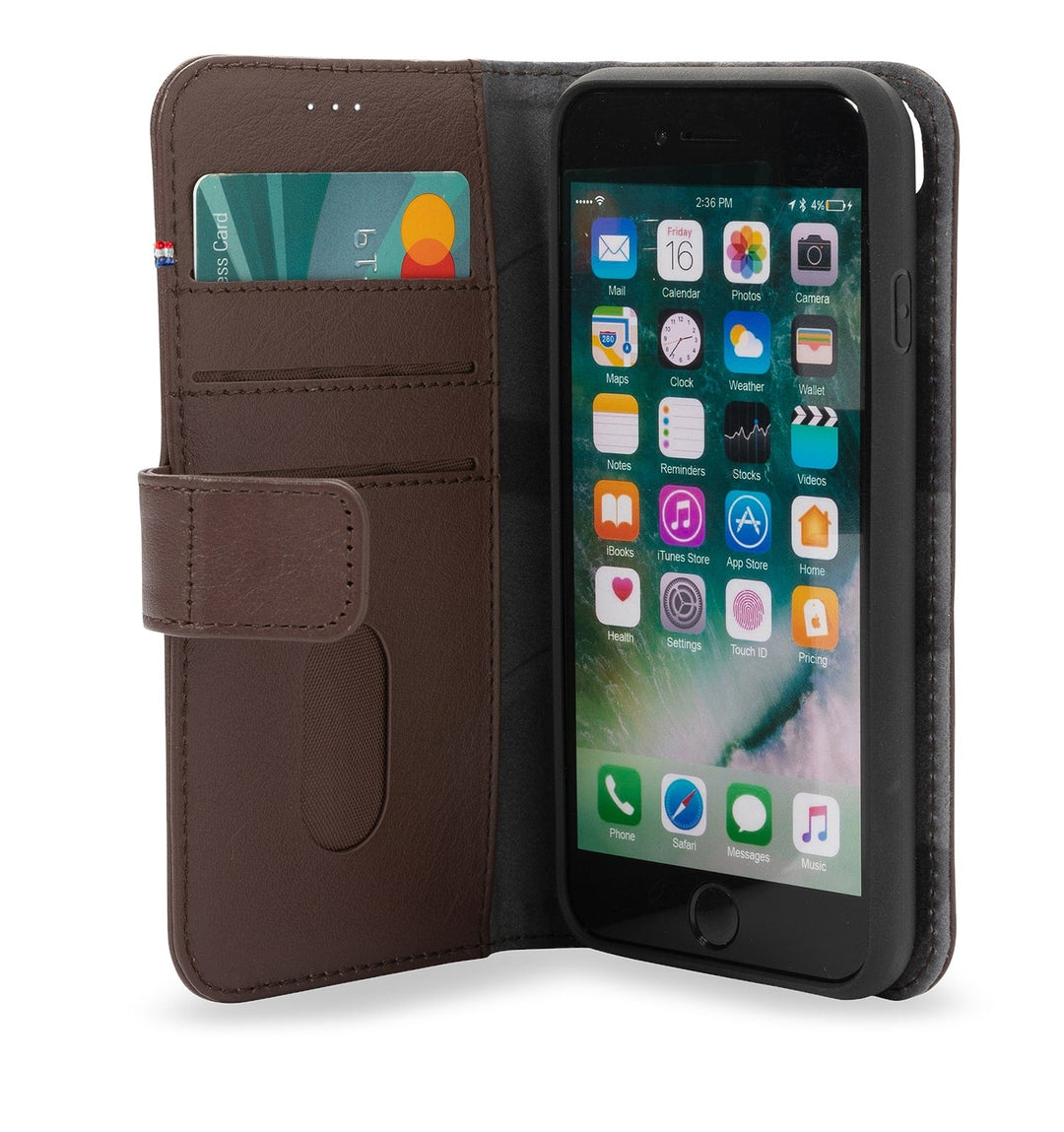 Decoded - Leather 2-in-1 Wallet Case with removable Back Cover for iPhone SE (3rd & 2nd gen) / 8 / 7 / 6s / 6 (4,7 inch) - Brown