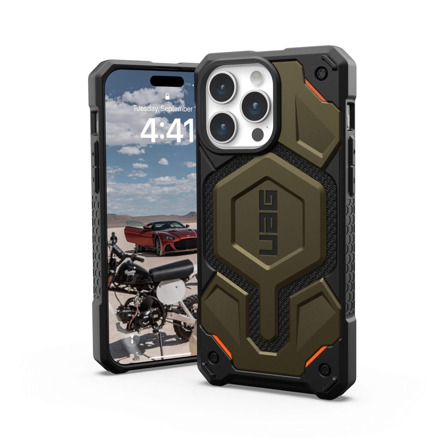 UAG Urban Armor Gear Monarch Pro MagSafe Case | Apple iPhone 15 Pro Max | kevlar element grün
