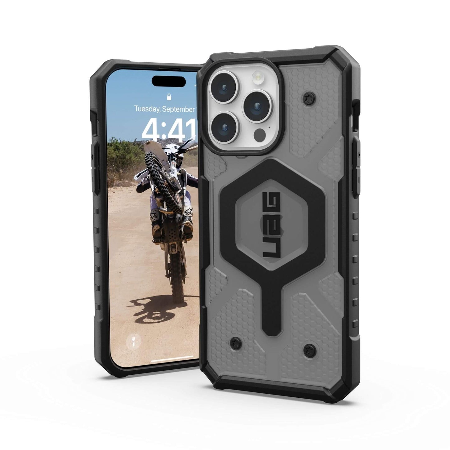 UAG Urban Armor Gear Pathfinder MagSafe Case | Apple iPhone 15 Pro Max | ash (grau transparent)