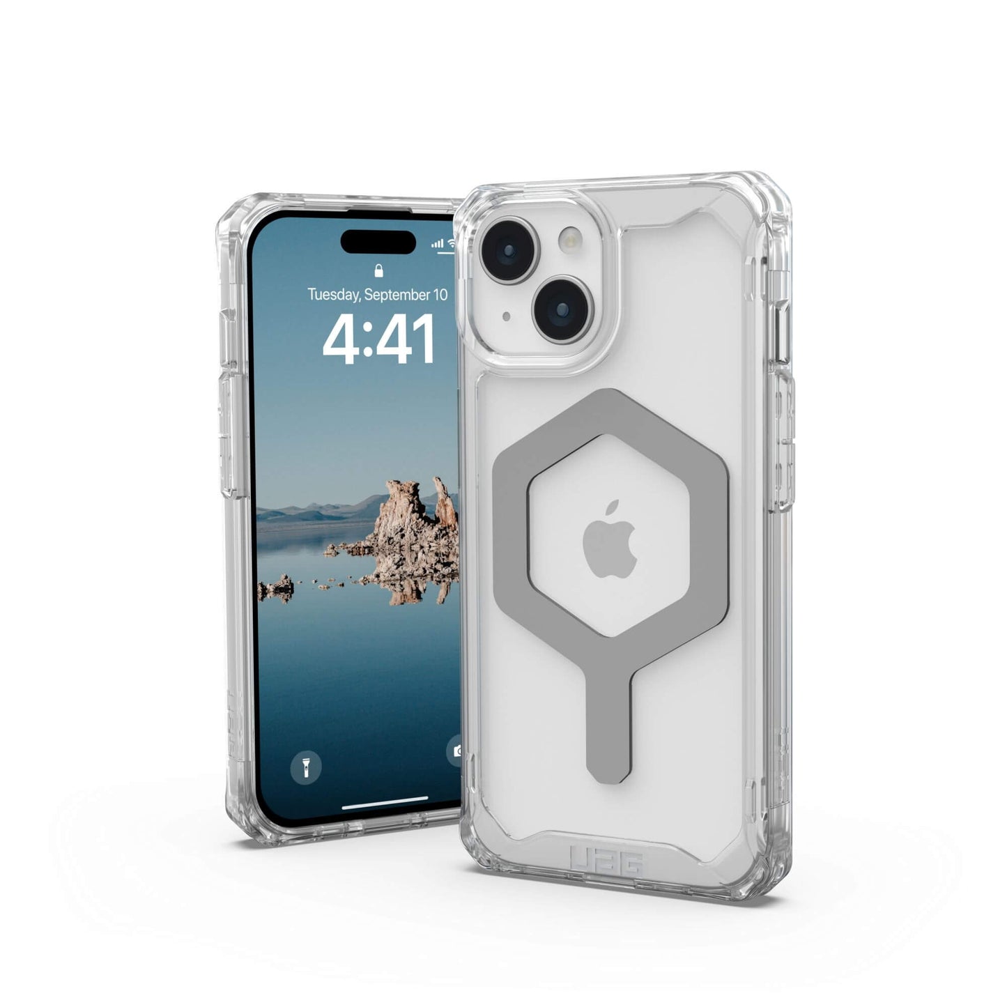 UAG Urban Armor Gear Plyo MagSafe Case | Apple iPhone 15 | ice (transparent)/silber