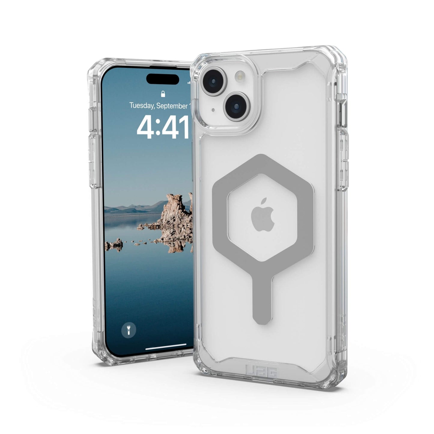 UAG Urban Armor Gear Plyo MagSafe Case | Apple iPhone 15 Plus | ice (transparent)/silber