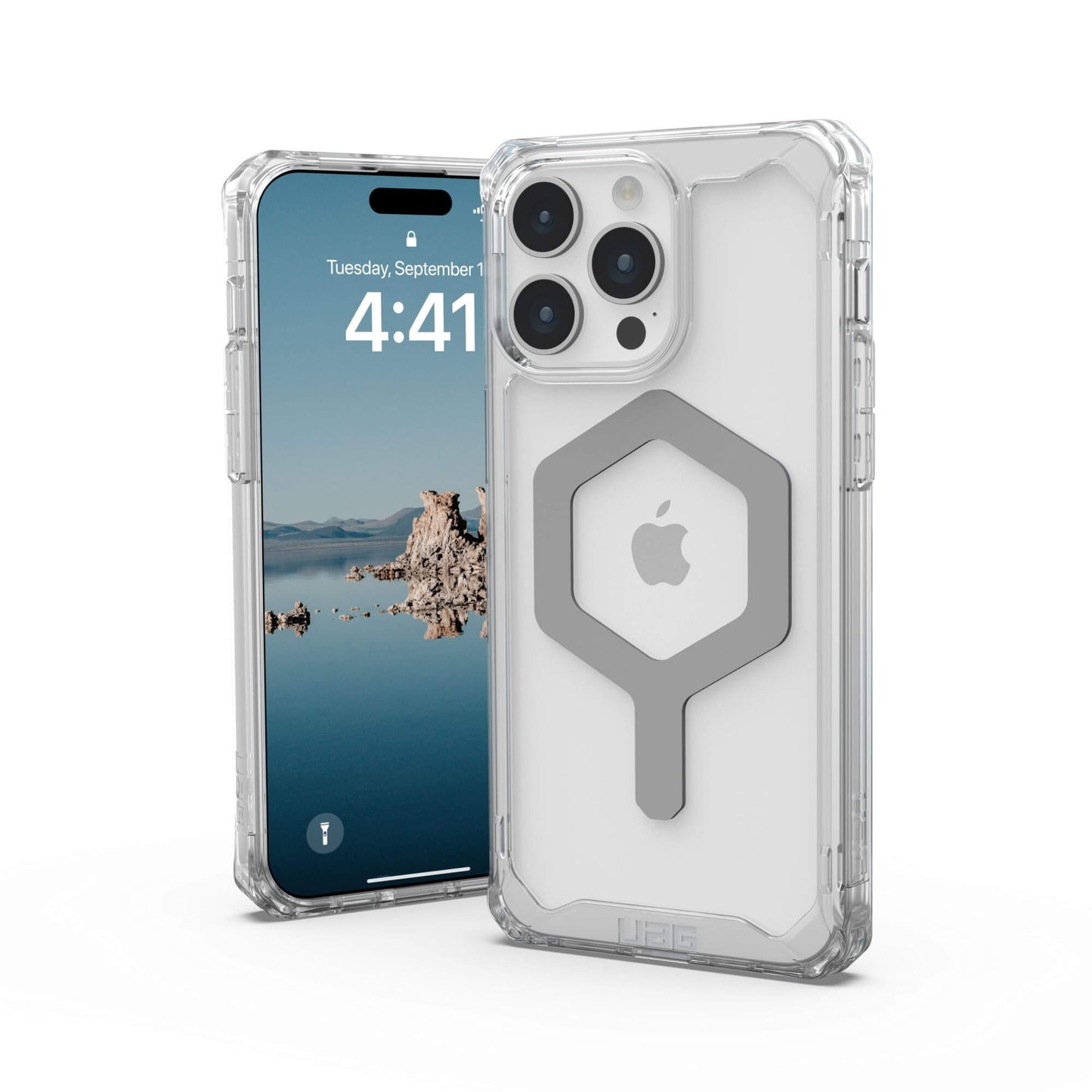 UAG Urban Armor Gear Plyo MagSafe Case | Apple iPhone 15 Pro Max | ice (transparent)/silber