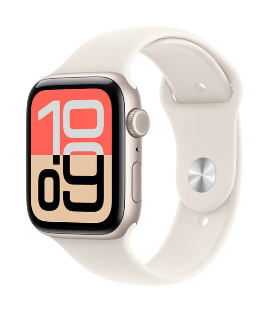 Apple Watch SE 3 GPS + Cellular 44mm Sternenlicht Aluminium Case mit Sternenlicht Sportarmband - M/L