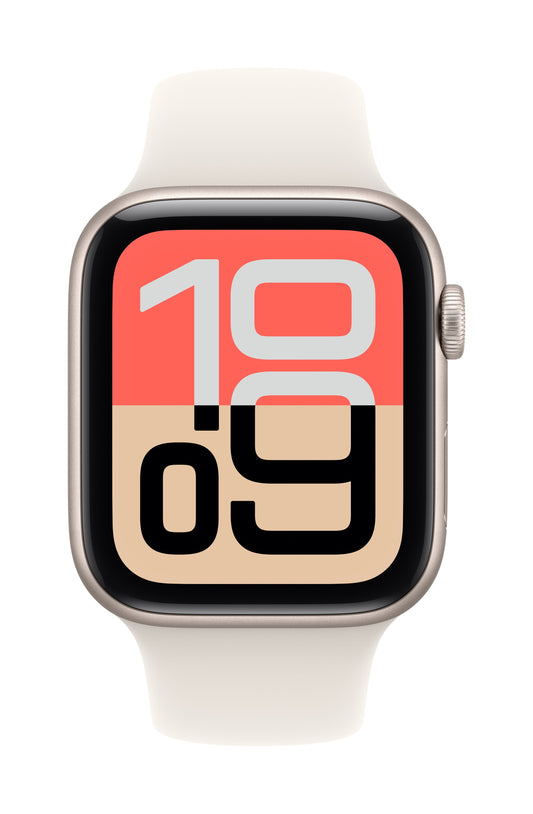 Apple Watch SE 3 GPS 44mm Sternenlicht Aluminium Case mit Sternenlicht Sportarmband - S/M