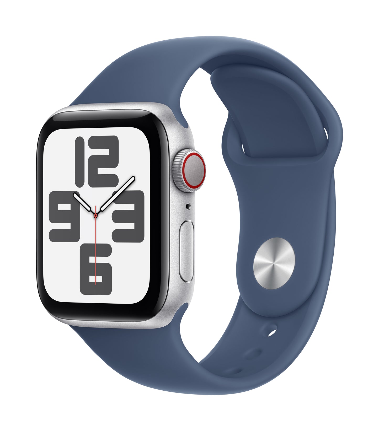 Apple Watch SE GPS + Cellular 40mm Silver Aluminium Case with Denim Sport Band - S/M