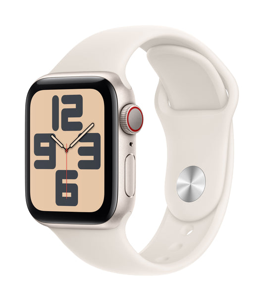 Apple Watch SE GPS + Cellular 40mm Starlight Aluminium Case with Starlight Sport Band - M/L