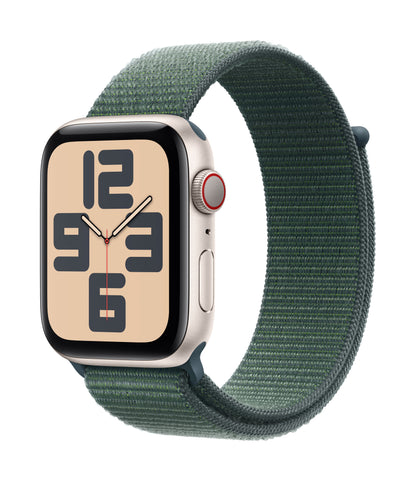 Apple Watch SE GPS + Cellular 44mm Starlight Aluminium Case with Lake Green Sport Loop