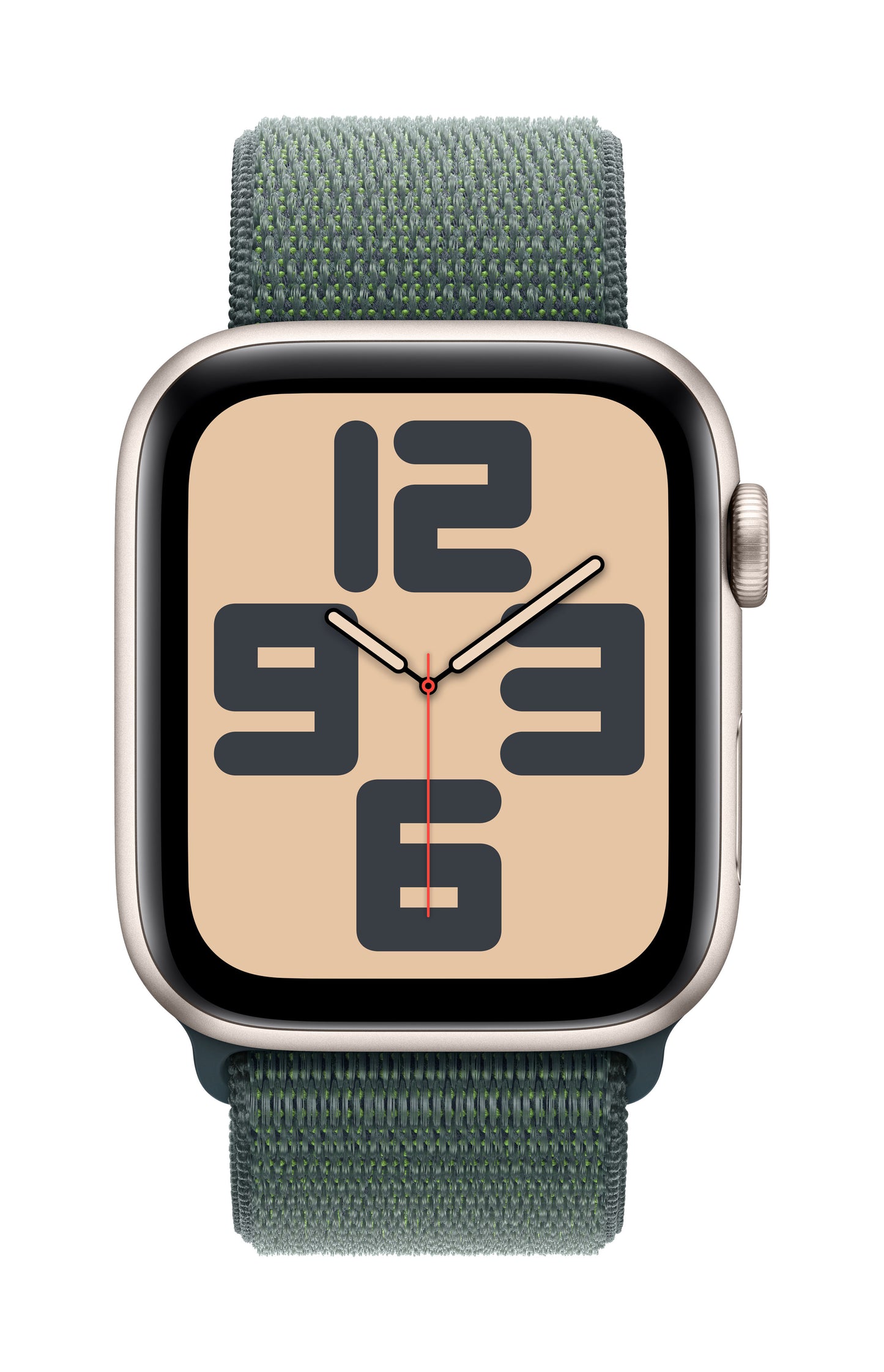 Apple Watch SE GPS + Cellular 44mm Starlight Aluminium Case with Lake Green Sport Loop