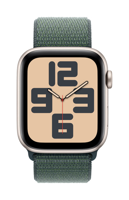 Apple Watch SE GPS + Cellular 44mm Starlight Aluminium Case with Lake Green Sport Loop