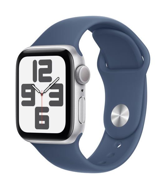 Apple Watch SE GPS 40mm Silver Aluminium Case with Denim Sport Band - M/L