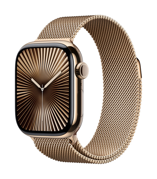 Apple Watch Series 10 GPS + Cellular 42mm Gold Titanium Case with Gold Milanese Loop