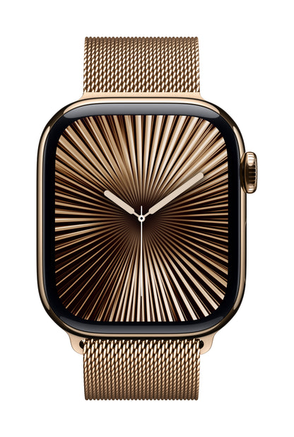 Apple Watch Series 10 GPS + Cellular 42mm Gold Titanium Case with Gold Milanese Loop