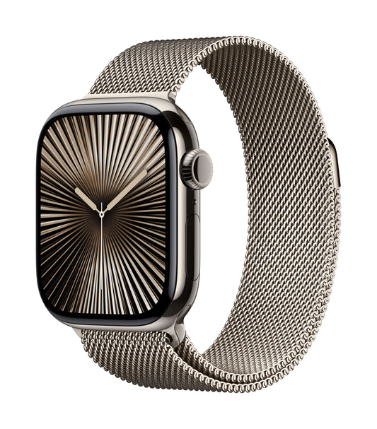 Apple Watch Series 10 GPS + Cellular 42mm Natural Titanium Case with Natural Milanese Loop