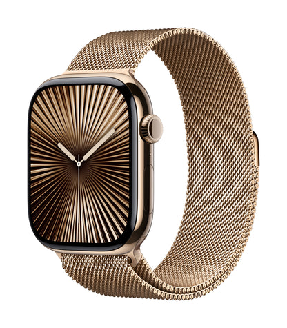 Apple Watch Series 10 GPS + Cellular 46mm Gold Titanium Case with Gold Milanese Loop - S/M