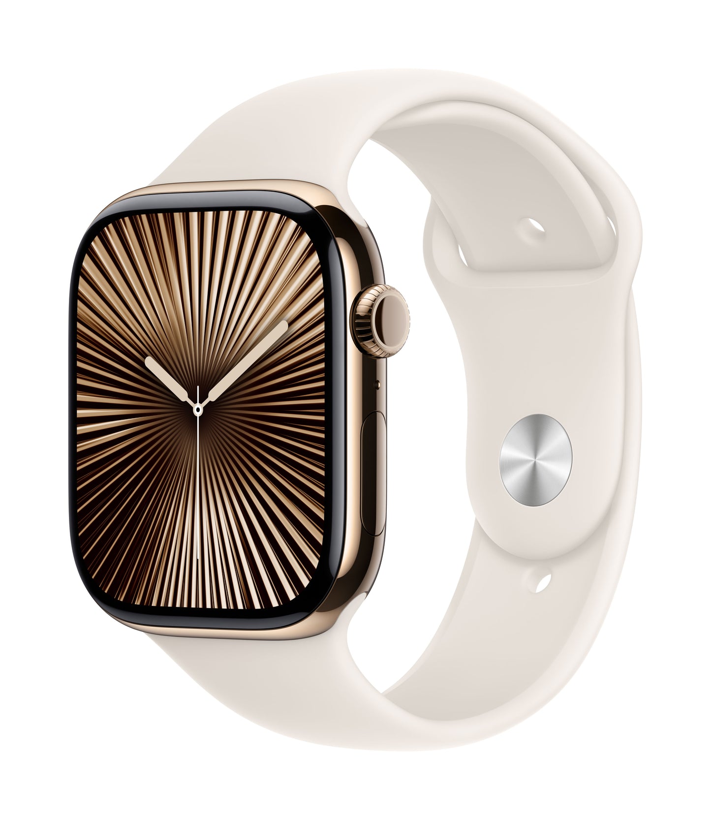 Apple Watch Series 10 GPS + Cellular 46mm Gold Titanium Case with Starlight Sport Band - S/M