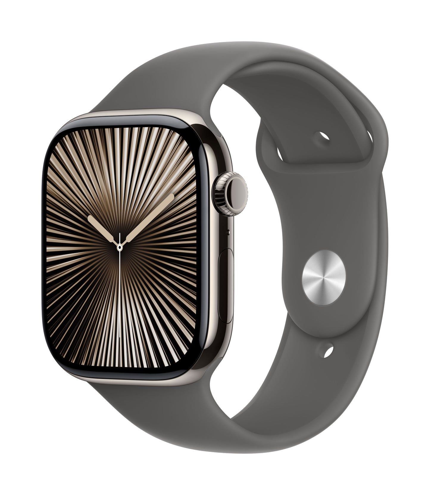 Apple Watch Series 10 GPS + Cellular 46mm Natural Titanium Case with Stone Grey Sport Band - S/M