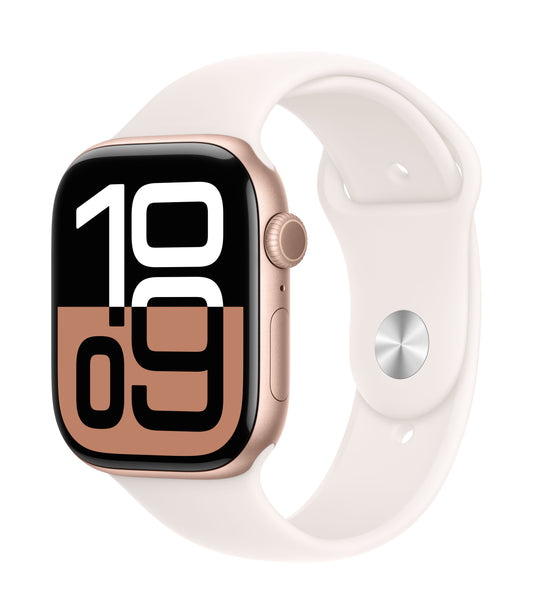 Apple Watch Series 10 GPS + Cellular 46mm Rose Gold Aluminium Case with Light Blush Sport Band - M/L