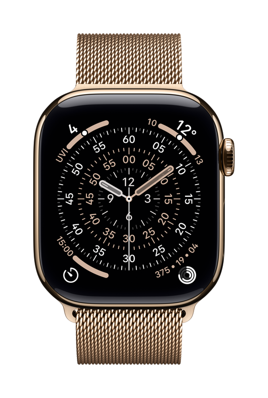 Apple Watch Series 11 GPS + Cellular 42mm Goldenes Titan Case mit Goldenem Milanaise Loop