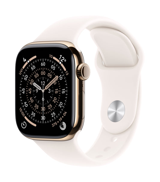 Apple Watch Series 11 GPS + Cellular 42mm Goldenes Titan Case mit Hellrosa Sportarmband - S/M