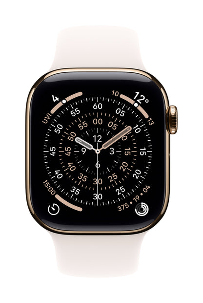 Apple Watch Series 11 GPS + Cellular 42mm Goldenes Titan Case mit Hellrosa Sportarmband - M/L