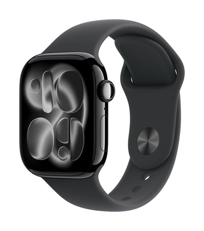 Apple Watch Series 11 GPS + Cellular 46mm Jet Black Aluminium Case mit Schwarzem Sportarmband - M/L