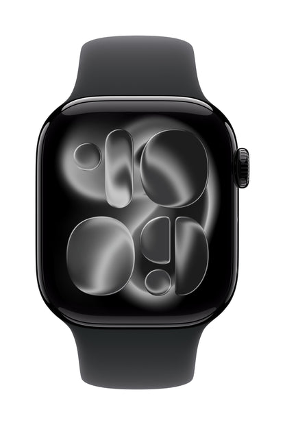 Apple Watch Series 11 GPS + Cellular 46mm Jet Black Aluminium Case mit Schwarzem Sportarmband - M/L