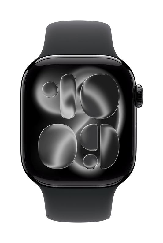 Apple Watch Series 11 GPS + Cellular 46mm Jet Black Aluminium Case mit Schwarzem Sportarmband - S/M