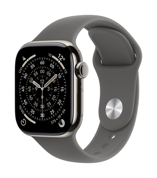 Apple Watch Series 11 GPS + Cellular 42mm Natürliches Titan Case mit Steingrau Sportarmband - S/M