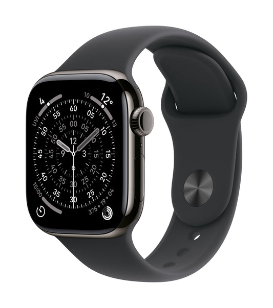 Apple Watch Series 11 GPS + Cellular 42mm Schiefer Titan Case mit Schwarzem Sportarmband - M/L
