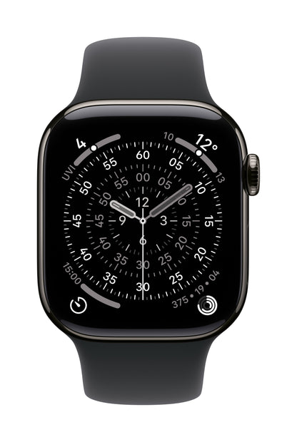 Apple Watch Series 11 GPS + Cellular 42mm Schiefer Titan Case mit Schwarzem Sportarmband - M/L