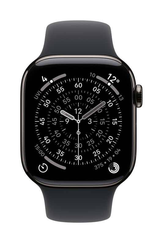 Apple Watch Series 11 GPS + Cellular 42mm Schiefer Titan Case mit Schwarzem Sportarmband - M/L