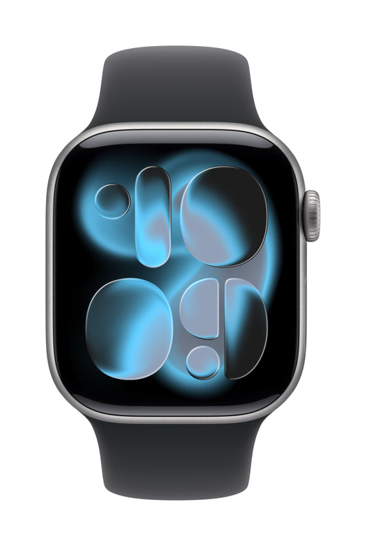 Apple Watch Series 11 GPS + Cellular 46mm Space Grey Aluminium Case mit Schwarzem Sportarmband - S/M