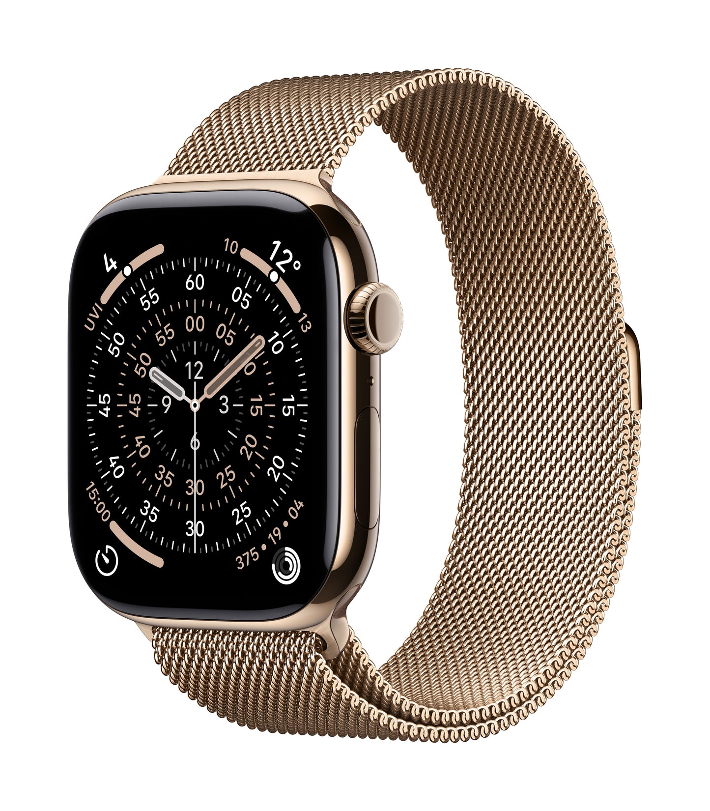 Apple Watch Series 11 GPS + Cellular 46mm Goldenes Titan Case mit Goldenem Milanaise Loop - S/M