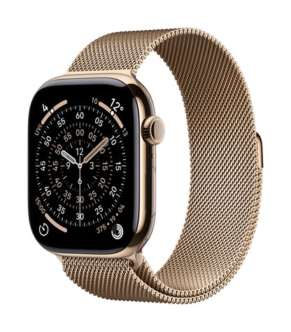 Apple Watch Series 11 GPS + Cellular 46mm Goldenes Titan Case mit Goldenem Milanaise Loop - S/M
