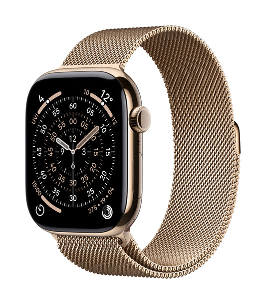 Apple Watch Series 11 GPS + Cellular 46mm Goldenes Titan Case mit Goldenem Milanaise Loop - M/L