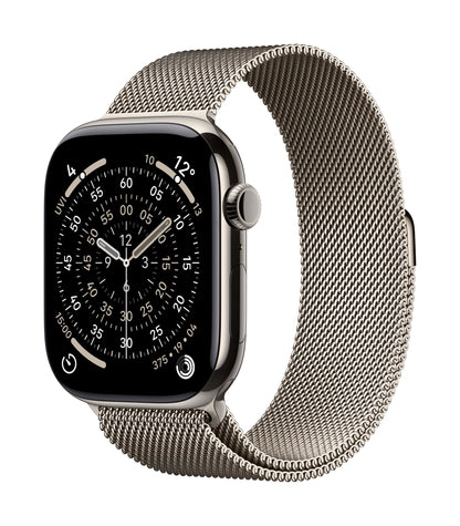 Apple Watch Series 11 GPS + Cellular 46mm Natürliches Titan Case mit Natürlichem Milanaise Loop - M/L