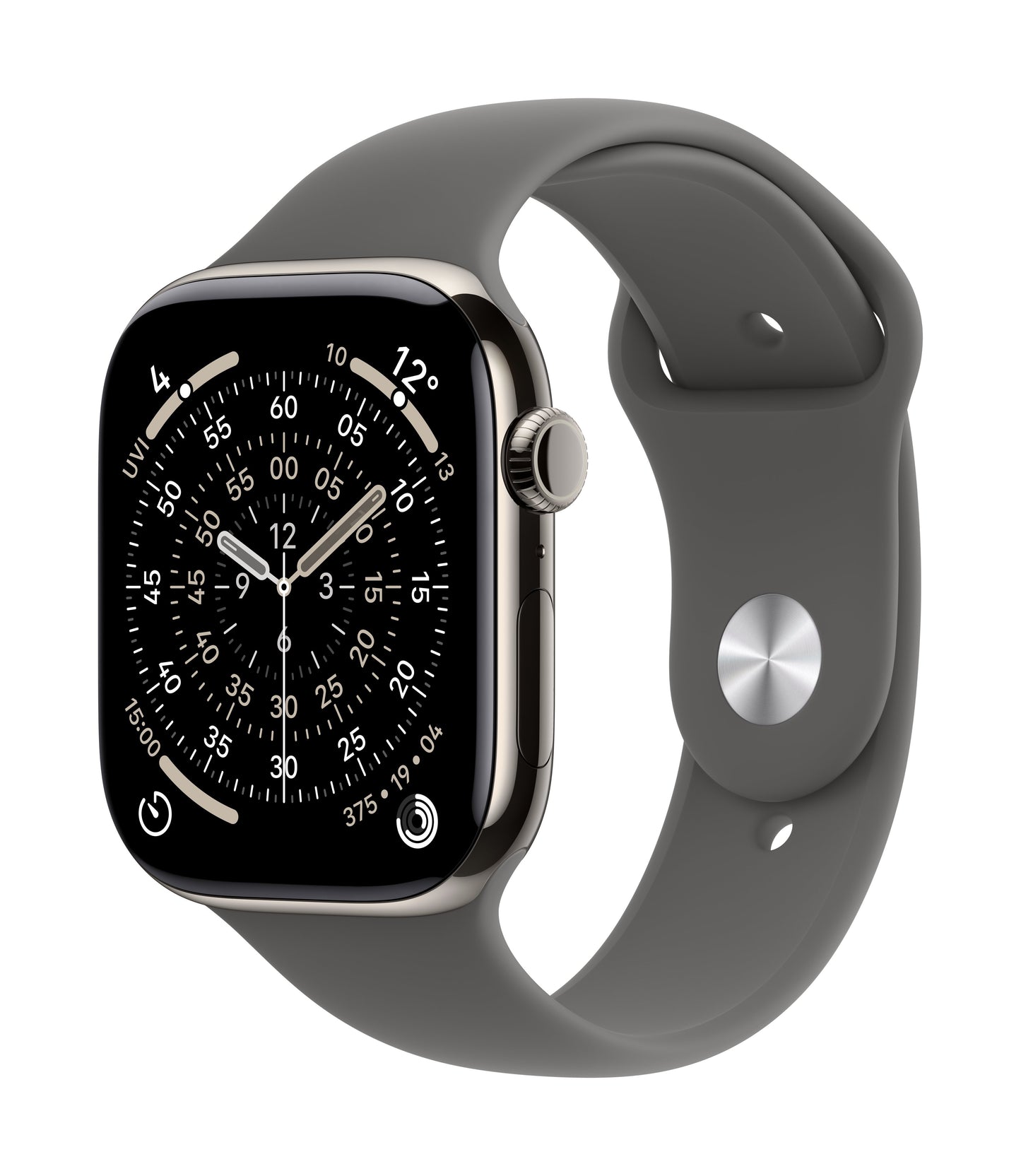 Apple Watch Series 11 GPS + Cellular 46mm Natürliches Titan Case mit Steingrau Sportarmband - S/M